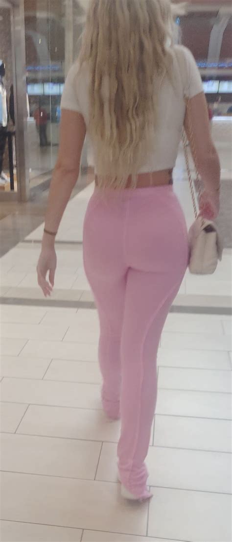 Blonde Bimbo W FAT ASS See Though Pink Leggings Spandex Leggings Yoga Pants Forum