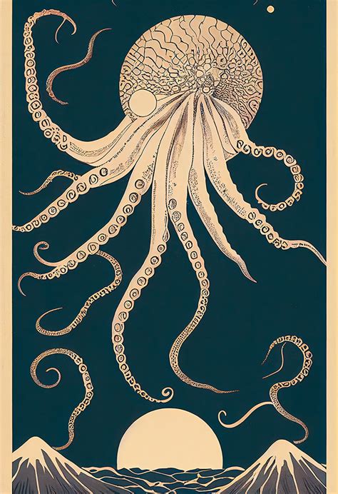 Poster vintage octopus – size – 6656 x 9728