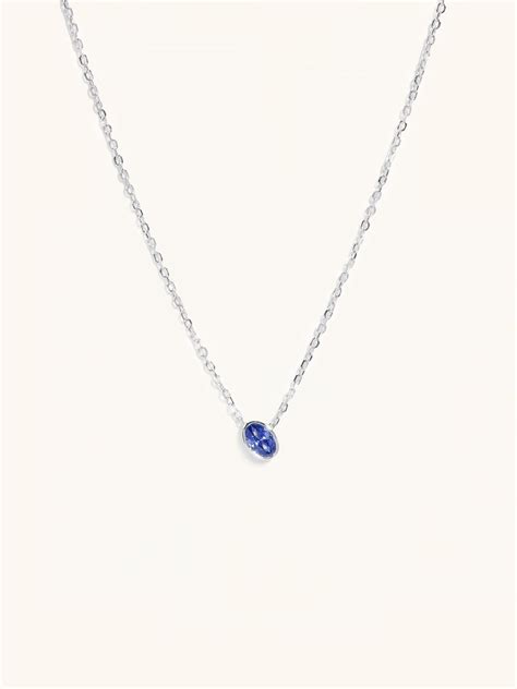 Sapphire Birthstone Sterling Silver Necklace – Minimalist Lab