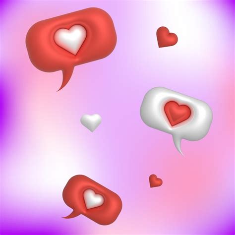 Premium Vector Set Of Hearts Social Media Massages Icons 3d