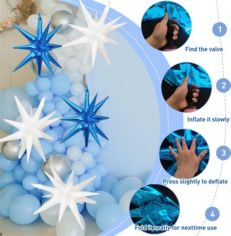 6 Globos De Papel De Aluminio Con Forma De Estrella De Una Sola Pieza