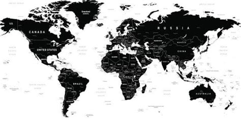 Carte Du Monde Noir Et Blanc Mappemonde Net