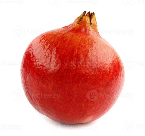 Isolated Pomegranate One Whole Pomegranate Fruit Isolated On White