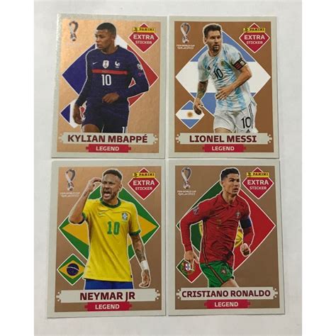 Lote 4 Figurinhas Extras Legend Bronze Neymar Messi CR7