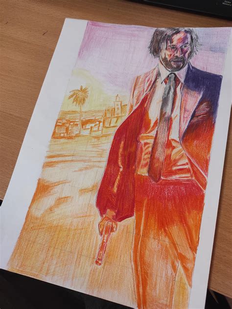 John Wick Drawing By Me Colored Pencils Artmess2022 R Johnwick