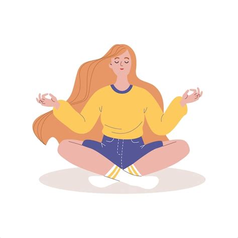 Mujer Meditando En Posici N De Loto Ilustraci N Vectorial En Estilo