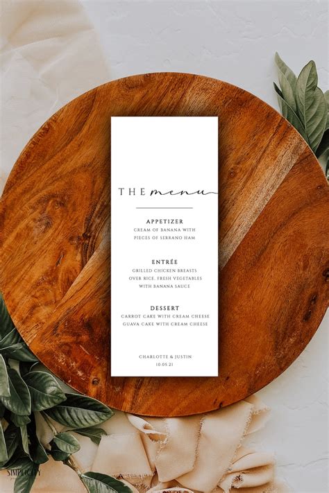 Minimalist Wedding Menu Template Wedding Dinner Menu Etsy