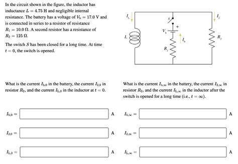 Solved In The Circuit Shown In The Figure The Inductor Has Inductance