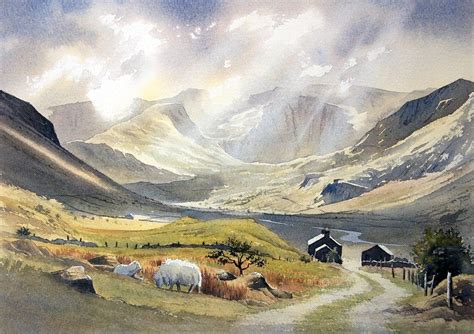 Landscape Watercolour North Wales By David Bellamy Water