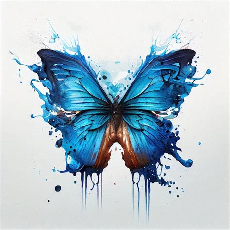 Papillon Volant Aquarelle Dessin Peinture Photo Premium