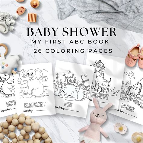 Baby Shower Printable Coloring Book Alphabet Book Storybook First