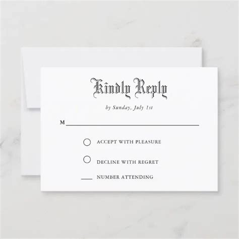 Simple Vintage Black Script RSVP Card | Zazzle