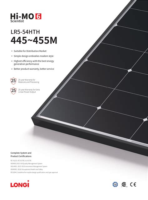 Longi 445W HI MO 6 SCIENTIST LR5 54HTH Black Frame Solar Panel