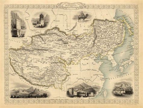 Thibet Mongolia And Manchuria Map Print Vintage Map Reproduction On