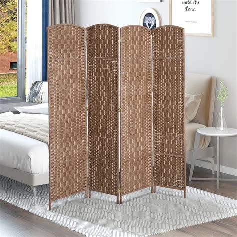 Homcom Tall Wicker Weave Panel Room Divider Privacy Screen