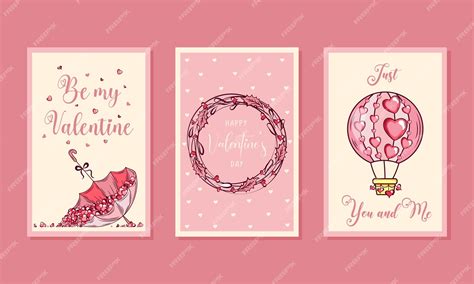 Premium Vector Cute Posters Valentines Day Greetings Heart Shape