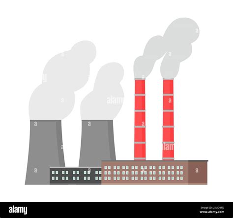 Thermal Power Plant Station Chimney And Pipes With Smoke Industrial