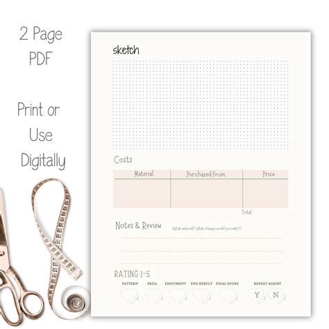 Sewing Planner Printable Sewing Planner Create Your Own Sewing Journal