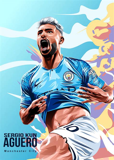 Sergio Kun Aguero Poster Ngedit Vector Tapestry Textile By Jacob