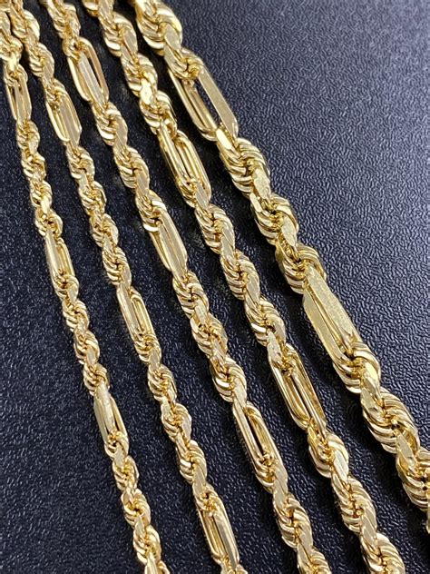 Solid K Gold Milano Figaro Anchor Rope Chain Strong K Rope Chain