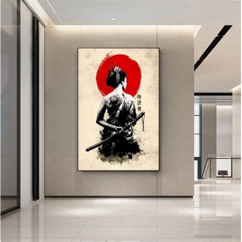 Peinture Sur Toile De Samouraï Japonais Affiches Et Imprimés De Dart