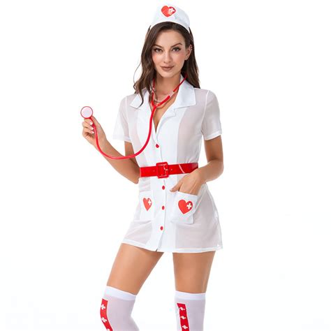 4pcs Flirty Adult Nurse S Uniform Stretchy Cosplay Lingerie Costume Toy Stethoscope Set N21450