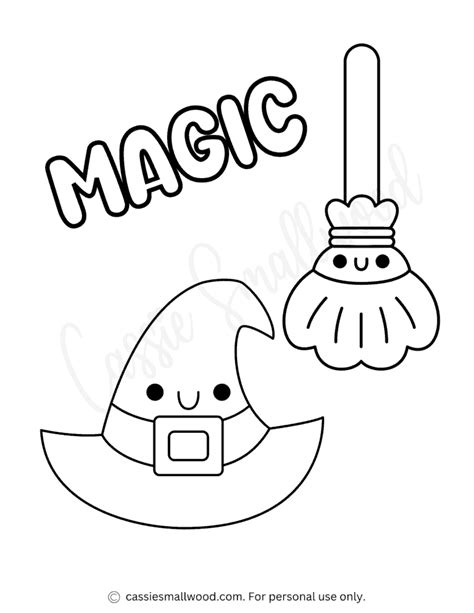 Witch Hat And Broom Coloring Sheet Cassie Smallwood