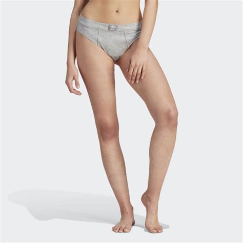 Adidas Adicolor Flex Ribbed Cotton Bikini Pants Grey Women S