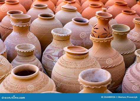 Omani Souvenirs Hand Made Pottery In Nizwa Market Clay Jars At The