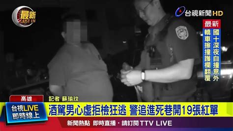 酒駕男心虛拒檢狂逃 警追進死巷開19張紅單【最新快訊】 Youtube