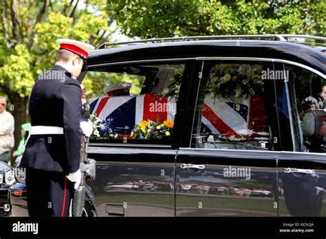 The coffin of Marine Adam Brown at his funeral service at St Peter's ...