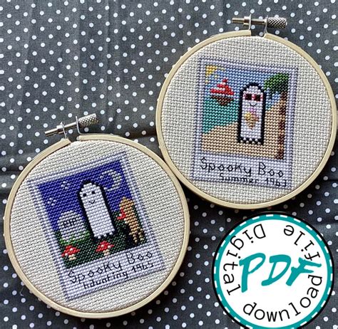 2x Spooky Boo Cross Stitch Patternsghost Summer Beach N Haunting