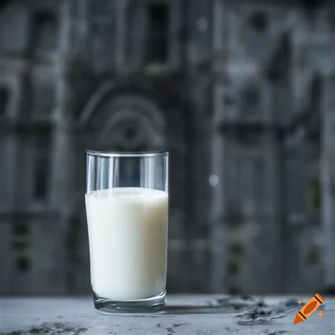 Glass Of Milk With Abandoned City Background On Craiyon