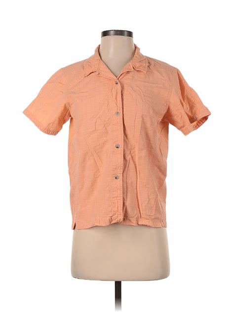 Woolrich 100 Cotton Orange Short Sleeve Button Down Shirt Size S 87