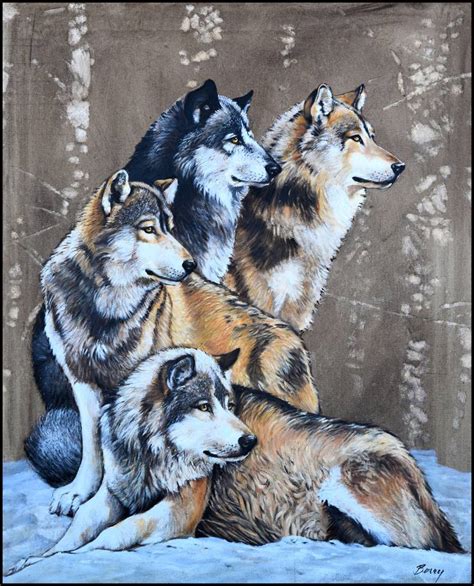 Wolf Pack Painting By Charles Berry Saatchi Art