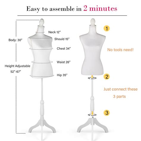 Hombour Female Mannequin Body Sewing Mannequin Torso Dress Form