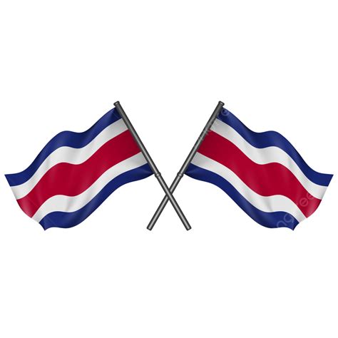 Costa Rica Nation Flag Crossing And Waving With Realistic 3d Texture