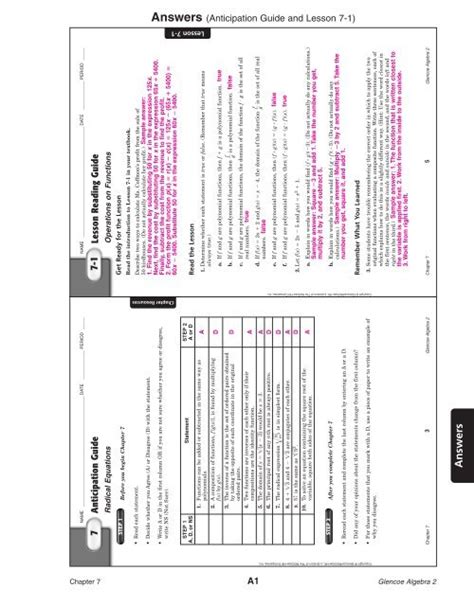 Glencoe Algebra 2 Chapter 7 Answer Key Pdf