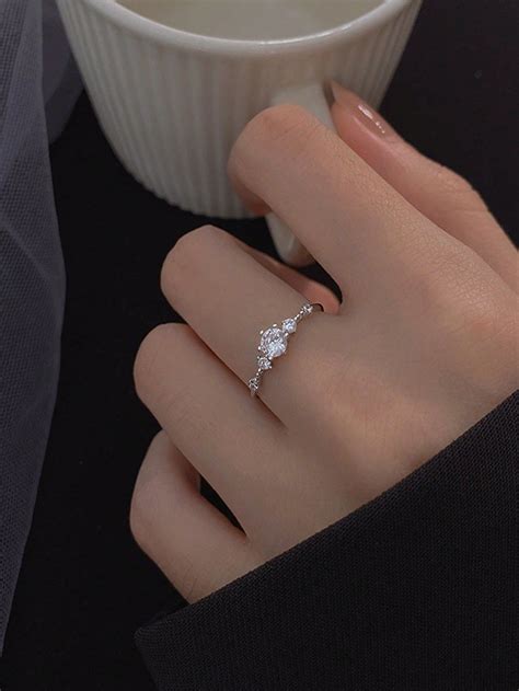 Cubic Zirconia Decor Ring Kim cương Đính hôn Đá quý