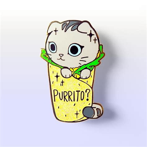 Purrito Cat Burrito Hard Enamel Pin Scottish Fold Cute Keychain Cats