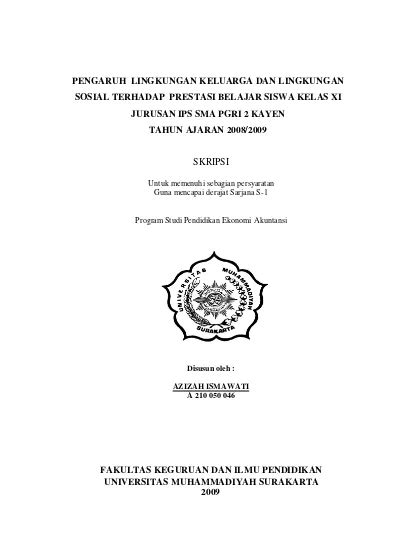 Pengaruh Lingkungan Keluarga Dan Lingkungan Sosial Terhadap Prestasi