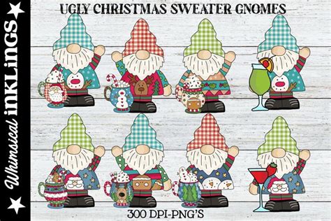 Ugly Christmas Sweater Gnomes Sublimation Clipart