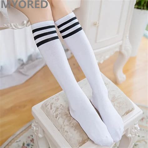 Candy Colored Stripes Cotton Sexy Womens Long Socks Style Street Dancing Knee Sock Best