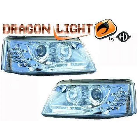 Lhd Phares Projecteur Paire Led Dragon Transparent Chrome Pour Vw T