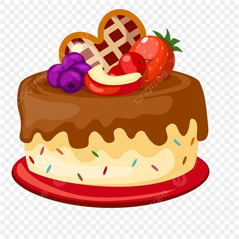 Pastel De Cumpleaños De Fruta De Chocolate De Dibujos Animados Png