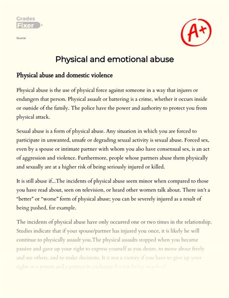 Physical And Emotional Abuse Essay Example 1126 Words