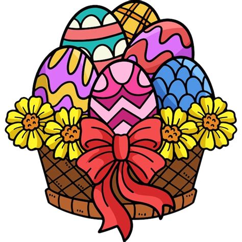 Premium Vector Easter Egg Basket Cartoon Colored Clipart