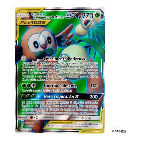 Carta Pokemon Rowlet E Exeggutor De Alola Gx Aliados Em Promo O Na