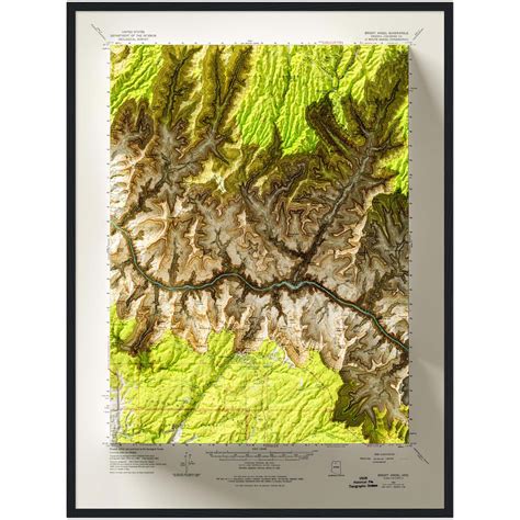 Bright Angel Trail Grand Canyon Map Wall Decor Geoartmaps