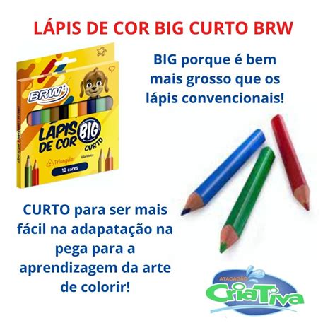 Lápis De Cor 12 Cores Curto Grosso Kit C 6 Caixas Brw Parcelamento